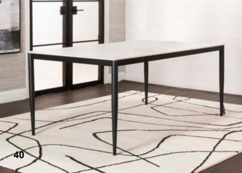 Picture of Rectangle 40 x 70 White Sintered Stone Table Top and 40 x 70 Black Table Base