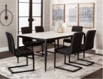Picture of Rectangle 40 x 70 White Sintered Stone Table Top and 40 x 70 Black Table Base