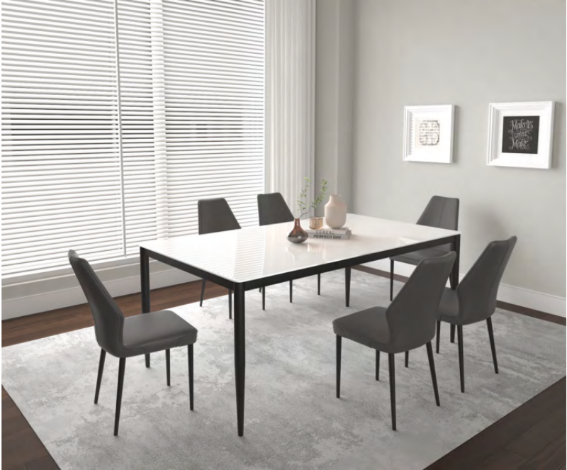 Picture of Rectangular 40 x 70 Super White Tempered Glass Table Top and 40 x 70 Black Table Base