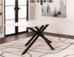 Picture of Rectangle 40 x 70 White Sintered Stone Table Top and Rectangle Matte Black Table Base