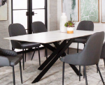 Picture of Rectangle 40 x 70 White Sintered Stone Table Top and Rectangle Matte Black Table Base