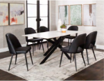 Picture of Rectangle 40 x 70 White Sintered Stone Table Top and Rectangle Matte Black Table Base