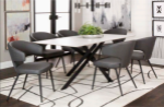 Picture of Rectangle 40 x 70 White Sintered Stone Table Top and Rectangle Matte Black Table Base