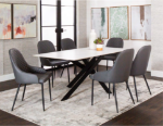 Picture of Rectangle 40 x 70 White Sintered Stone Table Top and Rectangle Matte Black Table Base