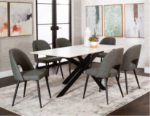 Picture of Rectangle 40 x 70 White Sintered Stone Table Top and Rectangle Matte Black Table Base