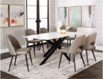 Picture of Rectangle 40 x 70 White Sintered Stone Table Top and Rectangle Matte Black Table Base