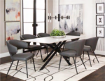 Picture of Rectangle 40 x 70 White Sintered Stone Table Top and Rectangle Matte Black Table Base