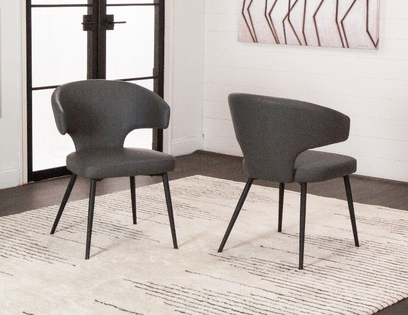 Picture of Charcoal Polyurethane Chair - Matte Black Frame