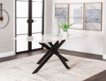 Picture of Rectangle 40 x 70 Chanel Sintered Stone Table Top and Rectangle Matte Black Table Base