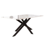 Picture of Rectangle 40 x 70 Chanel Sintered Stone Table Top and Rectangle Matte Black Table Base