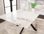 Picture of Rectangle 40 x 70 Chanel Sintered Stone Table Top and Rectangle Matte Black Table Base