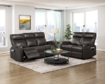 Picture of Faux Leather Double Reclining Sofa, Loveseat and Reclining Chair