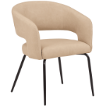 Picture of Dining Chair Upholstered in Leather with Open Curved Backrest in Black Iron