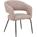 Picture of Dining Chair Upholstered in Leather with Open Curved Backrest in Black Iron