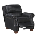 Picture of Genuine Leather Black Sofa, Loveseat and Push Back Reclining Chair