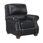 Picture of Genuine Leather Black Sofa, Loveseat and Push Back Reclining Chair