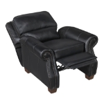 Picture of Genuine Leather Black Sofa, Loveseat and Push Back Reclining Chair