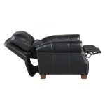 Picture of Genuine Leather Black Sofa, Loveseat and Push Back Reclining Chair