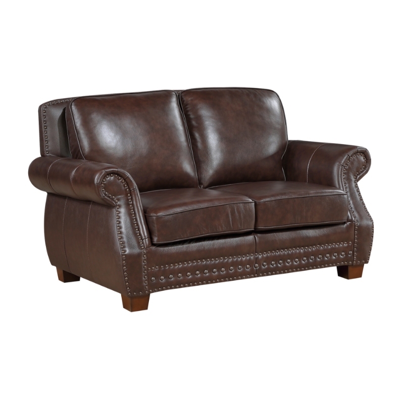 Picture of Genuine Leather Brown Loveseat