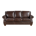 Picture of Genuine Leather Brown Sofa, Loveseat and Push Back Reclining Chair