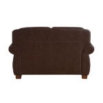 Picture of Genuine Leather Brown Sofa, Loveseat and Push Back Reclining Chair