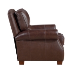 Picture of Genuine Leather Brown Sofa, Loveseat and Push Back Reclining Chair