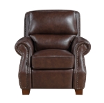 Picture of Genuine Leather Brown Sofa, Loveseat and Push Back Reclining Chair