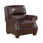 Picture of Genuine Leather Brown Sofa, Loveseat and Push Back Reclining Chair