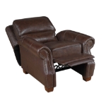 Picture of Genuine Leather Brown Sofa, Loveseat and Push Back Reclining Chair