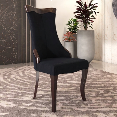 Show details for Dining Side Chair Upholstered in Velvet with Rubberwood Legs Picture of Dining Side Chair Upholstered in Velvet with Rubberwood Legs