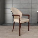 Picture of Dining Chair in  Velvet Upholstery with Rubberwood Frame with Gold Accents