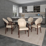 Picture of Dining Chair in  Velvet Upholstery with Rubberwood Frame with Gold Accents