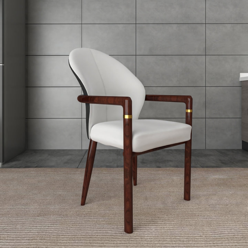 Picture of Dining Chair in  Velvet Upholstery with Rubberwood Frame with Gold Accents
