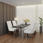 Picture of Dining Chair in Velvet with Diamond-Tufted Design and Rubberwood Legs