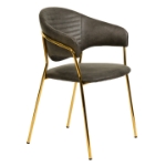 Picture of Dining Chair Upholsted in Leather in Gold Stainless Steel