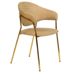 Picture of Dining Chair Upholsted in Leather in Gold Stainless Steel