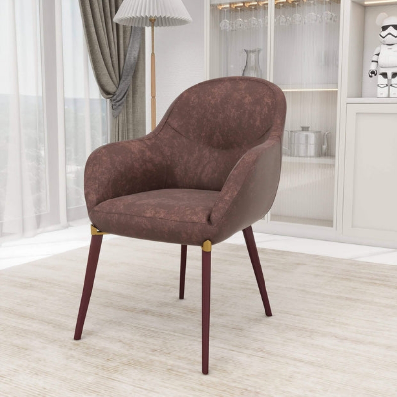 Picture of Dining Chair Upholstered in Leather and Powder Coated Legs