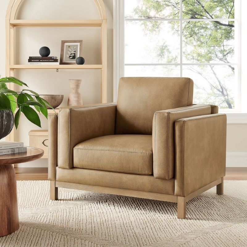 Picture of Leather Armchair in Toast and Espresso Roscoe