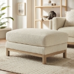 Picture of Fabric Ottoman in Ivory, Mist and Pewter Roscoe