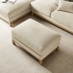Picture of Fabric Ottoman in Ivory, Mist and Pewter Roscoe