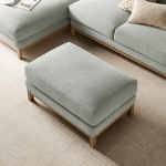 Picture of Fabric Ottoman in Ivory, Mist and Pewter Roscoe