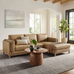 Picture of Right or Left Facing Leather Sectional Sofa with Chaise in Toast and Espresso Roscoe