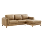 Picture of Right or Left Facing Leather Sectional Sofa with Chaise in Toast and Espresso Roscoe