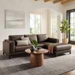 Picture of Right or Left Facing Leather Sectional Sofa with Chaise in Toast and Espresso Roscoe