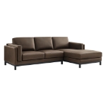 Picture of Right or Left Facing Leather Sectional Sofa with Chaise in Toast and Espresso Roscoe