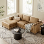 Picture of Right or Left Facing Leather Sectional Sofa with Chaise in Toast and Espresso Roscoe