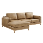 Picture of Right or Left Facing Leather Sectional Sofa with Chaise in Toast and Espresso Roscoe