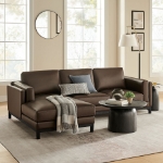 Picture of Right or Left Facing Leather Sectional Sofa with Chaise in Toast and Espresso Roscoe