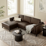 Picture of Right or Left Facing Leather Sectional Sofa with Chaise in Toast and Espresso Roscoe