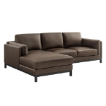 Picture of Right or Left Facing Leather Sectional Sofa with Chaise in Toast and Espresso Roscoe